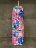 Little Furry Blue and Pink Aliens Glitter Effect